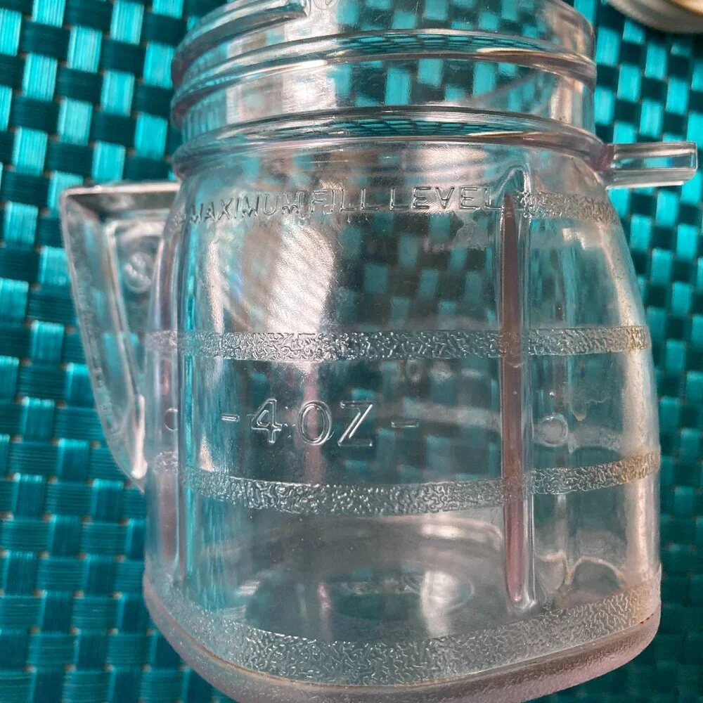 Vintage 8oz Osterizer Mini Blend Storage Clear Plastic Jar with Lid Container